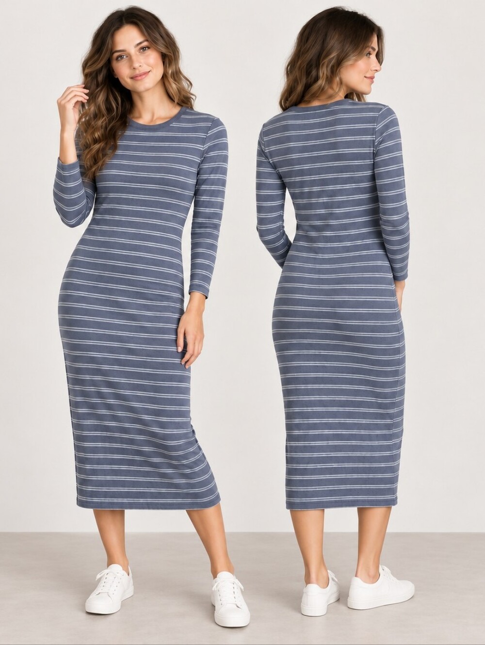 GAP Modern Dress Size S Striped Midi Dress Contemporary Casual Minimalist Coasta